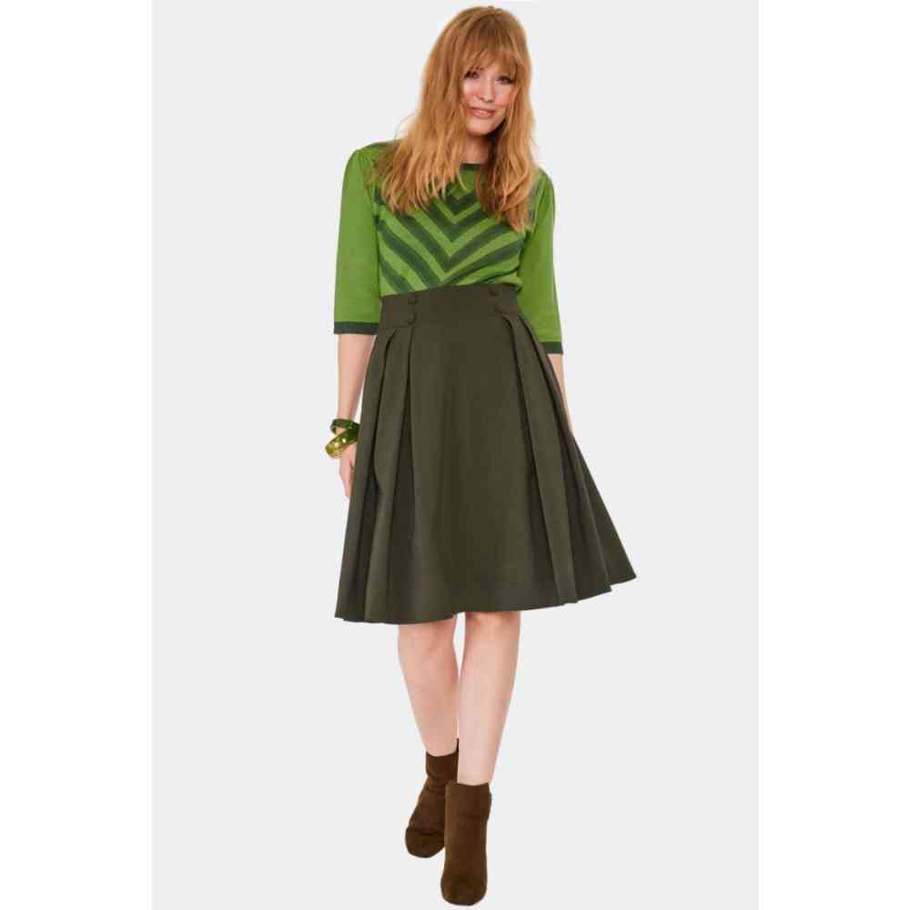 Voodoo Vixen - Green Pleated Flare Rok - Groen